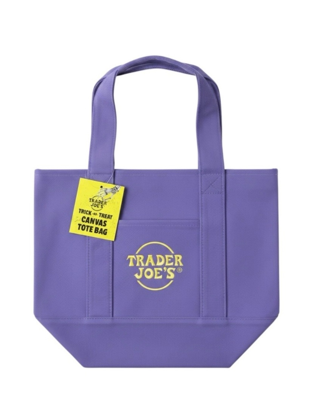 Trader Joe's Purple Canvas Tote Bag with Front Logo